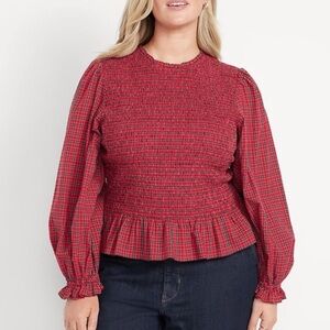 Old Navy Plaid Smocked Top XL